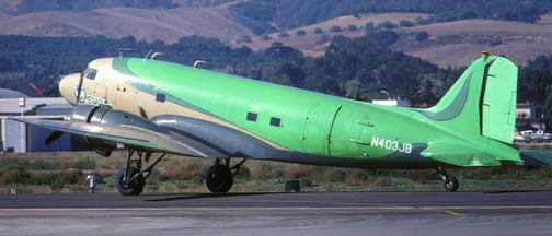 DC-3C, N403JB Pegasus, Santa Barbara Airport, October 16 1985