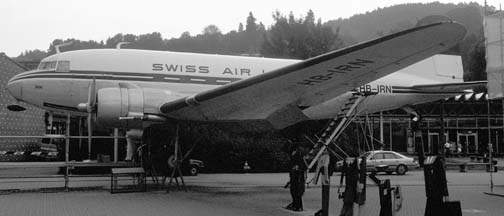 Swiss Air DC-3, HB-IRN, Swiss Transportation Museum, Lucerne, June 26, 1989