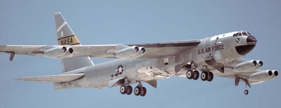 NB-52B, 52-0008 equipped with a pair of J85 jet engines at Edwards AFB on June 30, 1995