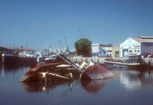 Sunken boats in Buenor Aires Harbor