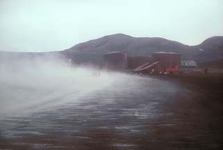 Steam from geothermal heat at Whalers Bay, Deception Island