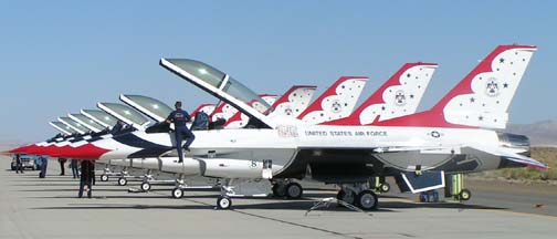 Lockheed-Martin-General Dynamics F-16C and F-16D Fighting Falcons of the U. S. Air Force Thunderbirds