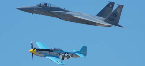 F-15C Eagle 78-549 and P-51D N2580 Six Shooter
