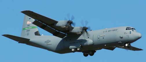 Channel Islands Air National Guard Lockheed C-130J-30 Hercules, 02-1463 of the 115th Airlift Squadron of the 146th Airlift Wing