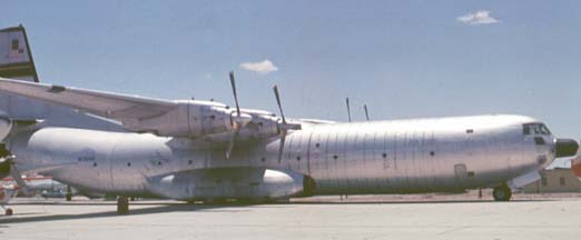 Douglas C-133A Cargomaster, N136AB at Mojave in June 1975