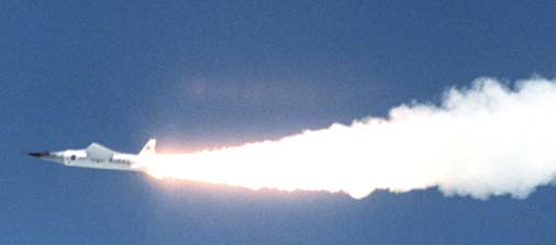 Orbital Sciences Pegasus booster ignites to propel the X-43A its first flight on June 2, 2001. NASA photograph EC01-0182-35