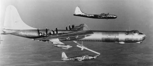 GRB-36F, 49-2707 with F-84E, 49-2115 over Texas in January 1952