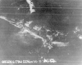Aerial view of the smoldering wreckage of B-36B, 44-92035 